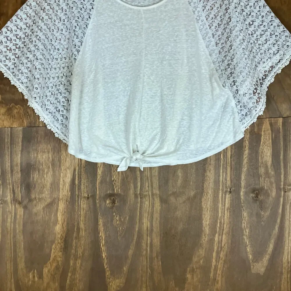 Victoria's Secret Womens Shirt White Lace Cape Scoop Neck Semi Sheer Large - Picture 3 of 14